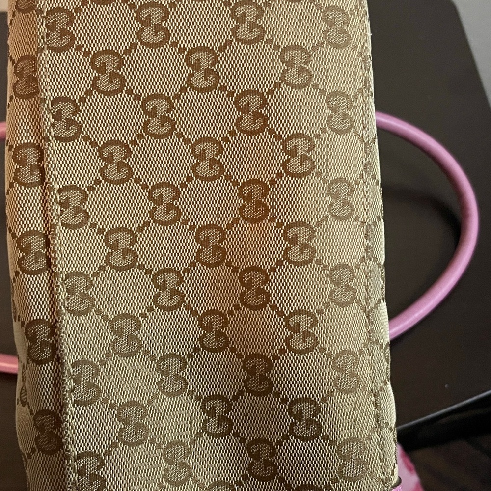 Gucci Beige GG Canvas Tote with Pink Leather Trim - Picture 11 of 11